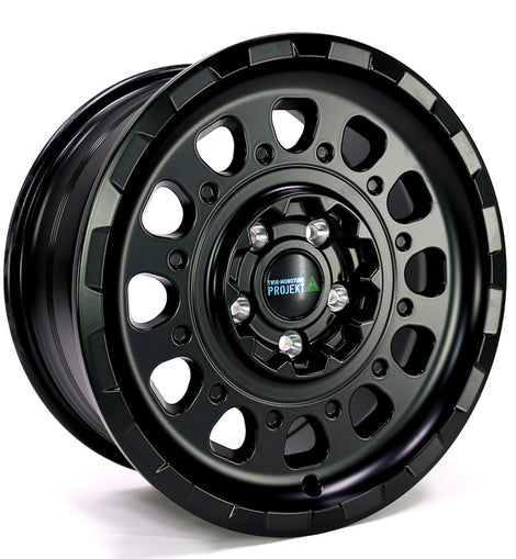 TWIN-MONOTUBE-PROJEKT-AT3-MONOBLOC ALLTERRAIN FELGE IN 17 ZOLL ALS EINTEILIGE VARIANTE IN SEIDENMATT SCHWARZ Für VW T5, T6, T6.1
